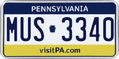 PA license plate MUS3340