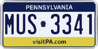 PA license plate MUS3341