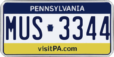 PA license plate MUS3344