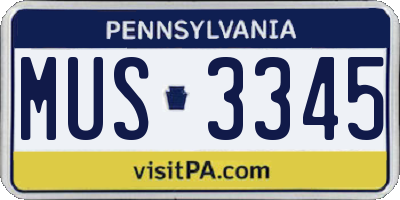 PA license plate MUS3345