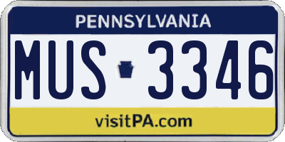 PA license plate MUS3346