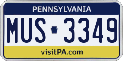 PA license plate MUS3349