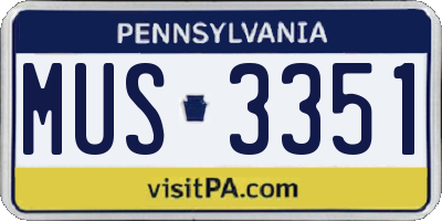 PA license plate MUS3351