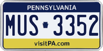 PA license plate MUS3352