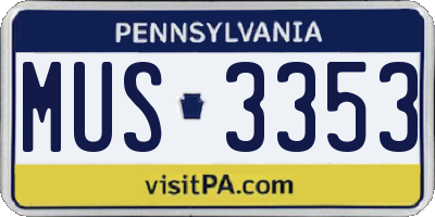 PA license plate MUS3353