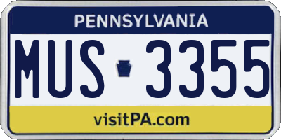 PA license plate MUS3355