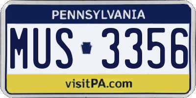 PA license plate MUS3356