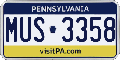 PA license plate MUS3358