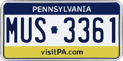 PA license plate MUS3361