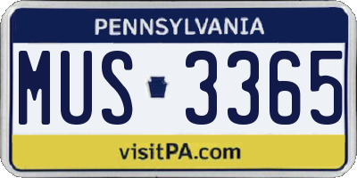 PA license plate MUS3365