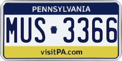PA license plate MUS3366