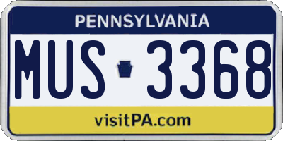 PA license plate MUS3368