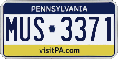 PA license plate MUS3371