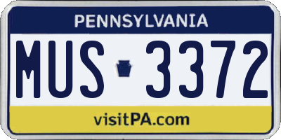 PA license plate MUS3372