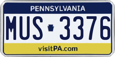PA license plate MUS3376