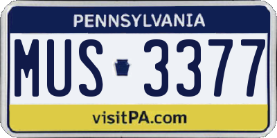PA license plate MUS3377