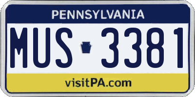 PA license plate MUS3381