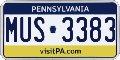PA license plate MUS3383