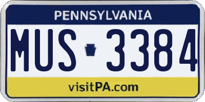 PA license plate MUS3384
