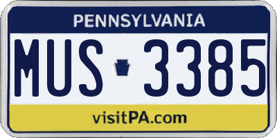 PA license plate MUS3385