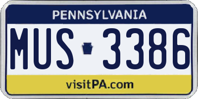PA license plate MUS3386