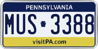PA license plate MUS3388