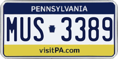 PA license plate MUS3389