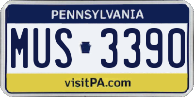 PA license plate MUS3390
