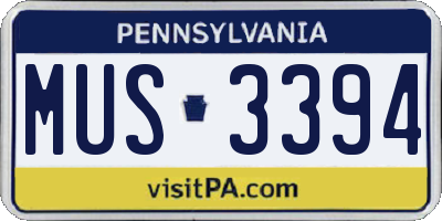 PA license plate MUS3394