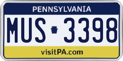 PA license plate MUS3398