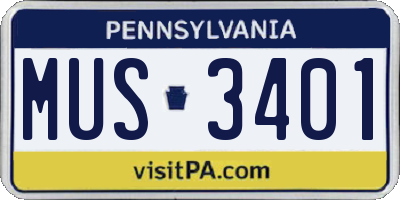 PA license plate MUS3401