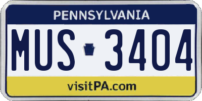 PA license plate MUS3404