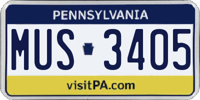 PA license plate MUS3405