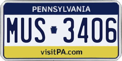 PA license plate MUS3406