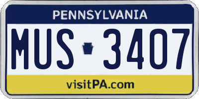 PA license plate MUS3407