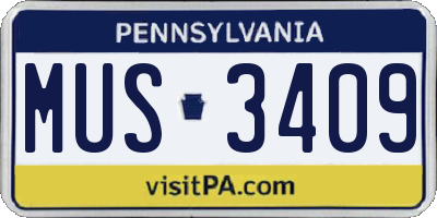 PA license plate MUS3409