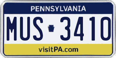 PA license plate MUS3410