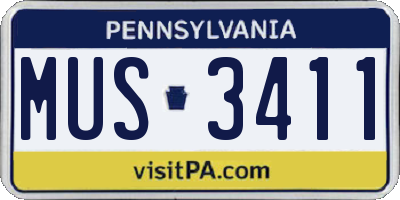 PA license plate MUS3411