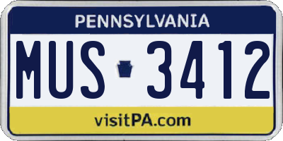 PA license plate MUS3412