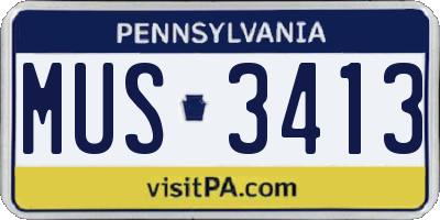 PA license plate MUS3413