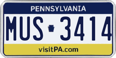 PA license plate MUS3414