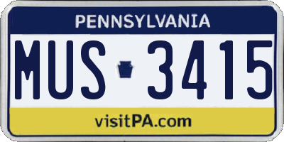 PA license plate MUS3415