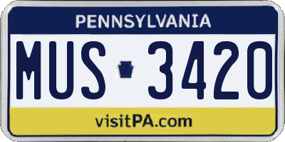 PA license plate MUS3420