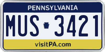 PA license plate MUS3421