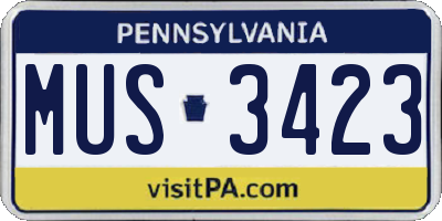 PA license plate MUS3423