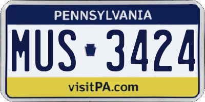 PA license plate MUS3424