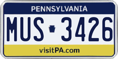 PA license plate MUS3426