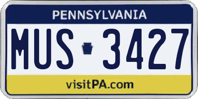 PA license plate MUS3427