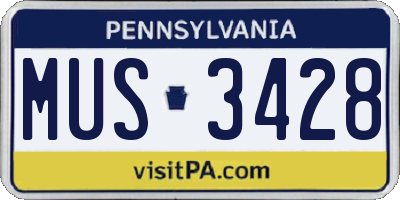 PA license plate MUS3428