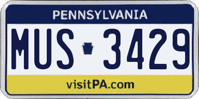 PA license plate MUS3429